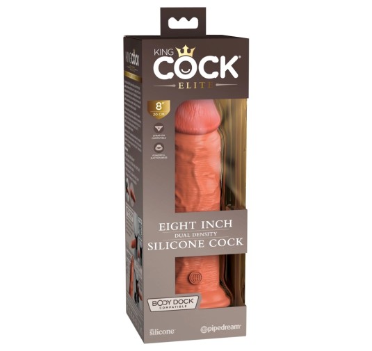 King Cock Elite - Realistyczne Silikonowe Dildo Z Przyssawką 20 CM Ciemny Kolor Skóry